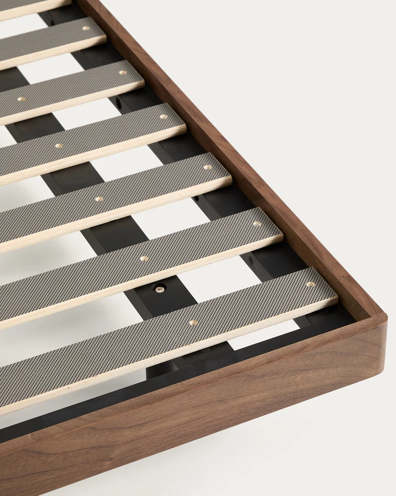 Norlen bed base in walnut veneer with dark finish for 180 x 200cm mattress FSC Mix Credit