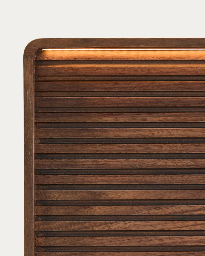 Norlen headboard in walnut veneer with dark finish and LED light for a bed up to 160 cm FSC Mix Credit UK adapter