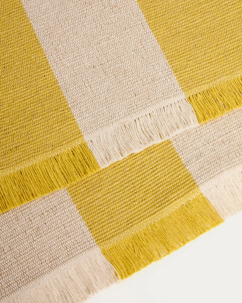 Daltan yellow striped table runner