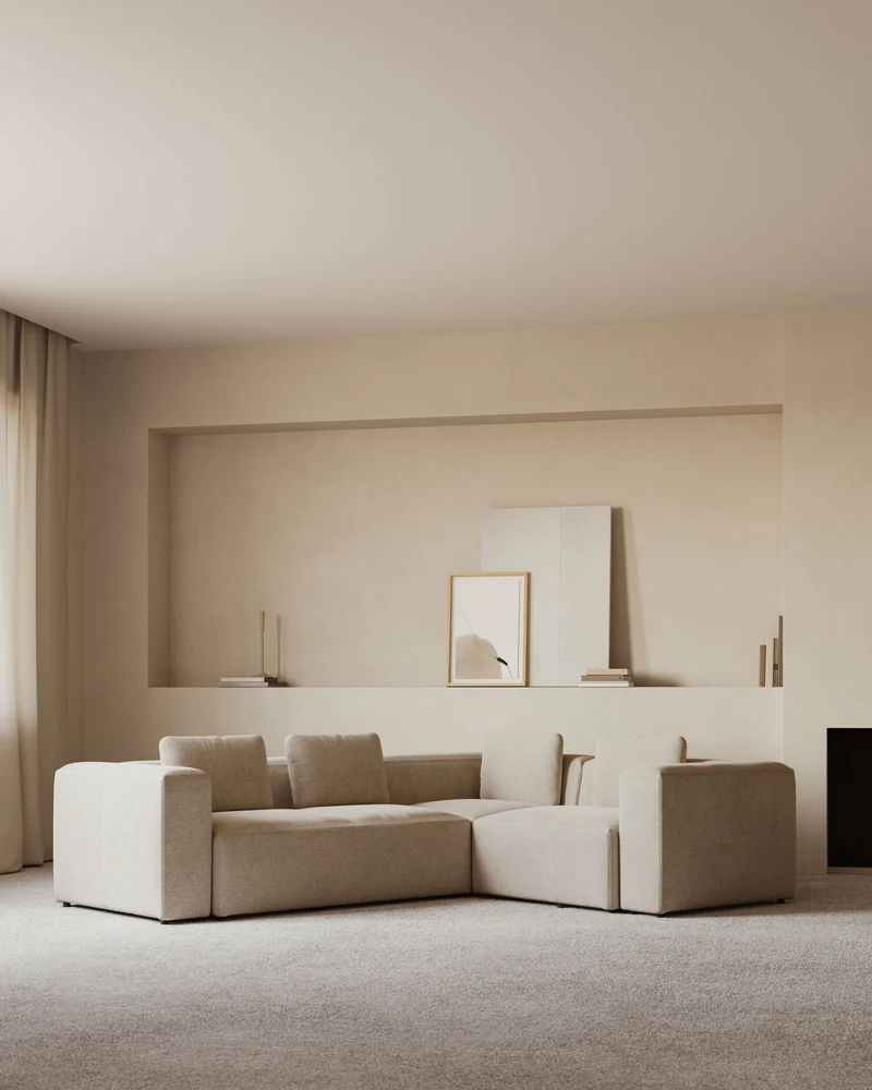 Blok Corner Sofa - Beige Chenille