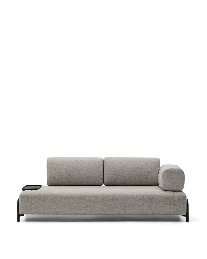 Compo 3-seater with Small Tray - Grey-Beige