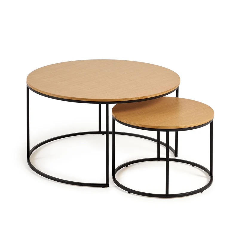 Yoana Nesting Side Tables - Oak & Black