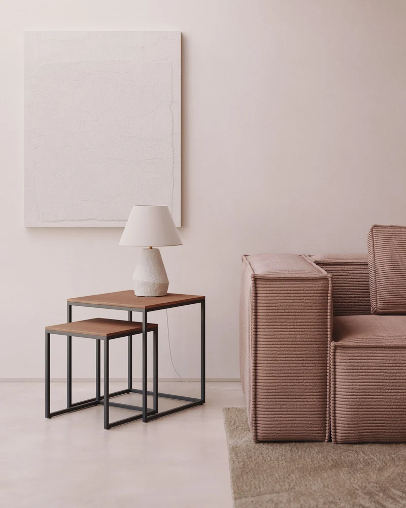 Yoana Nesting Side Tables - Walnut & Black