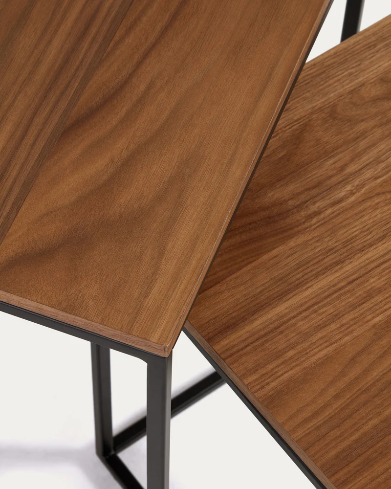 Yoana Nesting Side Tables - Walnut & Black