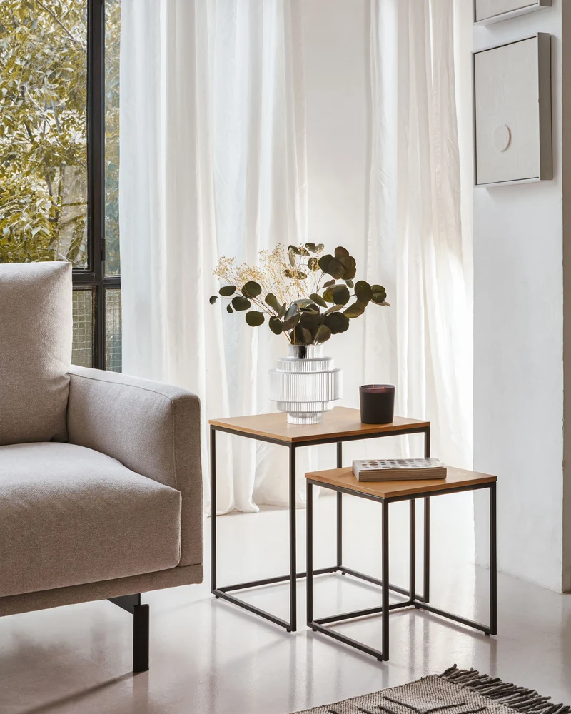 Yoana Nesting side tables - Oak & Black
