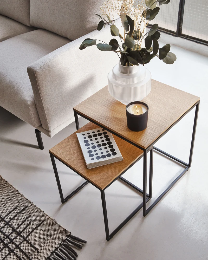 Yoana Nesting side tables - Oak & Black