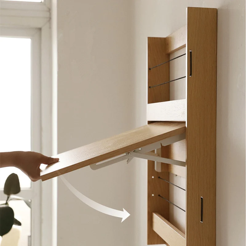 Bureau pliable mural avec étagère de rangement