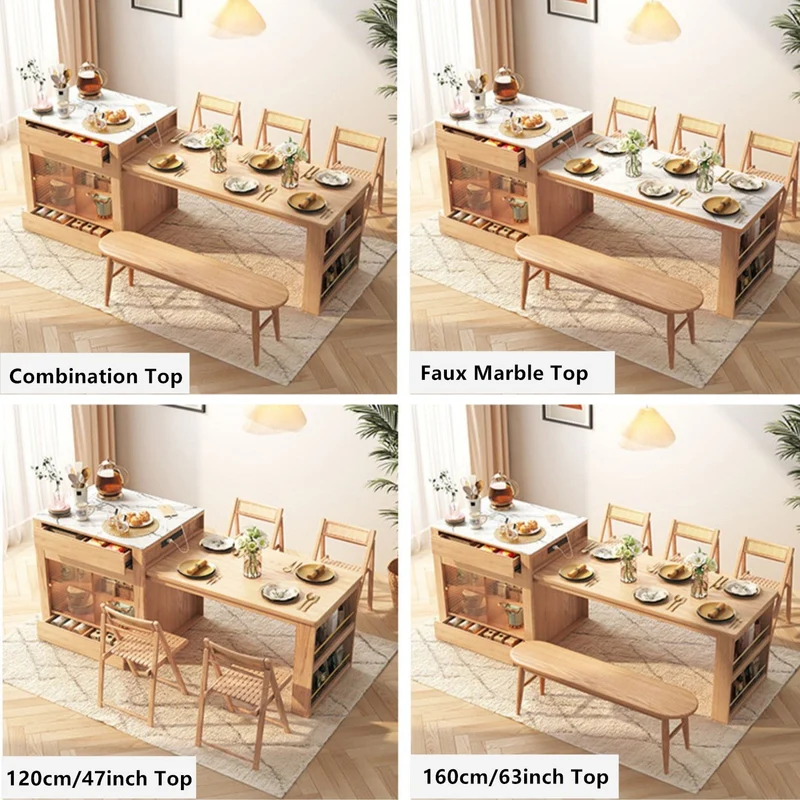 Îlot De Cuisine Avec Table Extensible