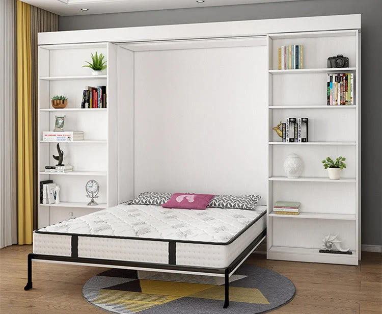 Lit escamotable avec étagère et armoire et bureau pliable