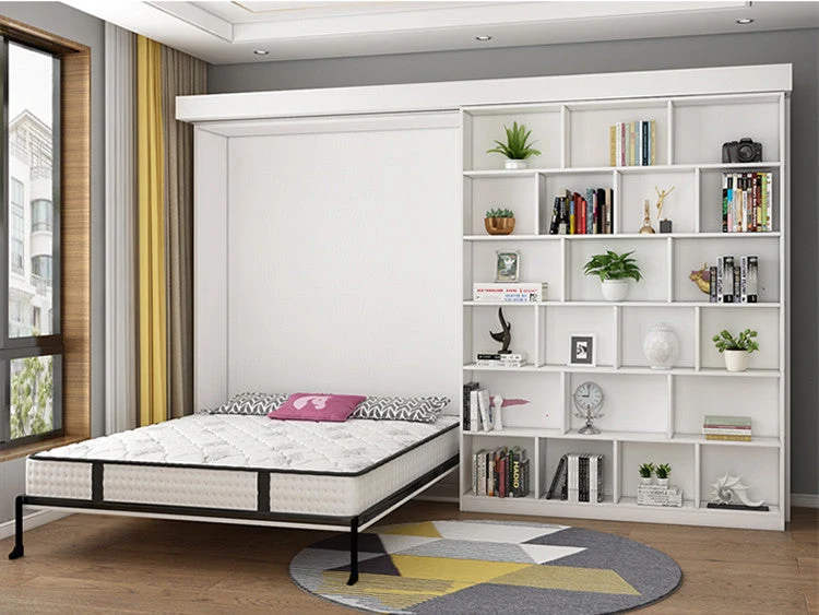 Lit escamotable avec étagère et armoire et bureau pliable