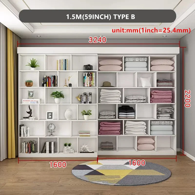 Lit escamotable avec étagère et armoire et bureau pliable