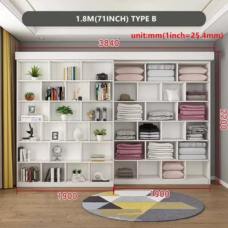 Lit escamotable avec étagère et armoire et bureau pliable