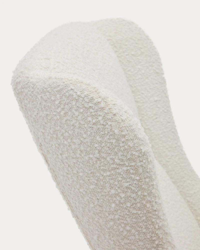 Maustin rocking chair in white bouclé with a black steel structure and beech wood