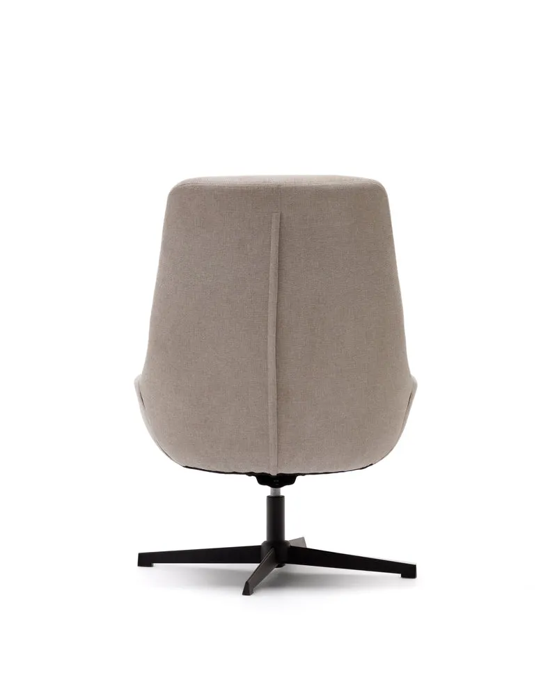 Celida swivel armchair in beige chenille and steel with black finish FSC 100%