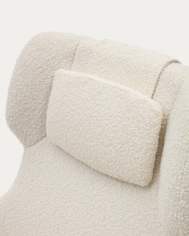Zalina swivel armchair in white bouclé and steel with black finish FSC 100%