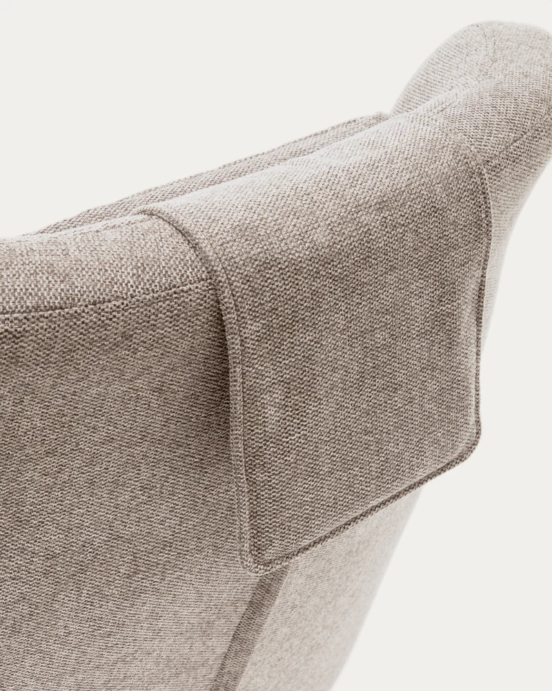 Zalina swivel armchair in beige chenille and steel with black finish FSC 100%