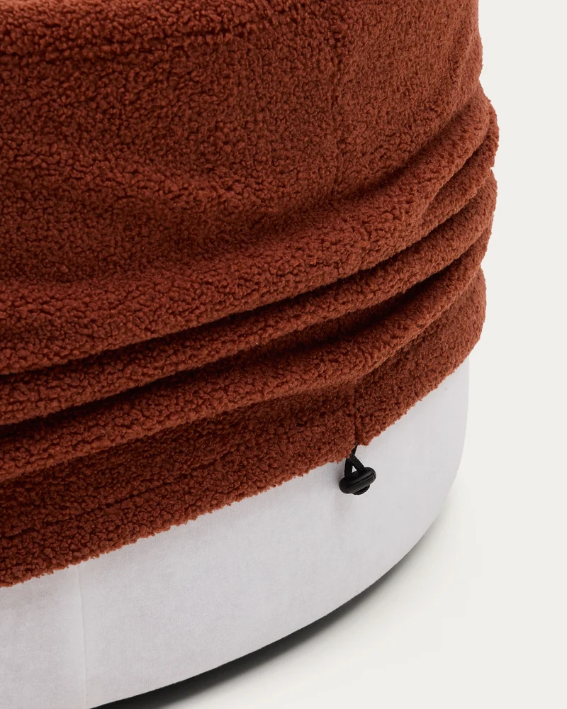Kaeli footrest cover in terracotta bouclé Ø 120 cm