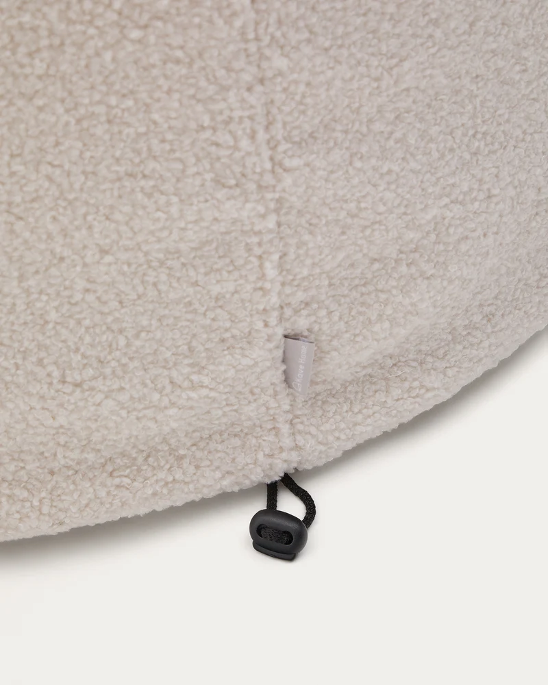 Kaeli footrest cover in ecru bouclé Ø 120 cm