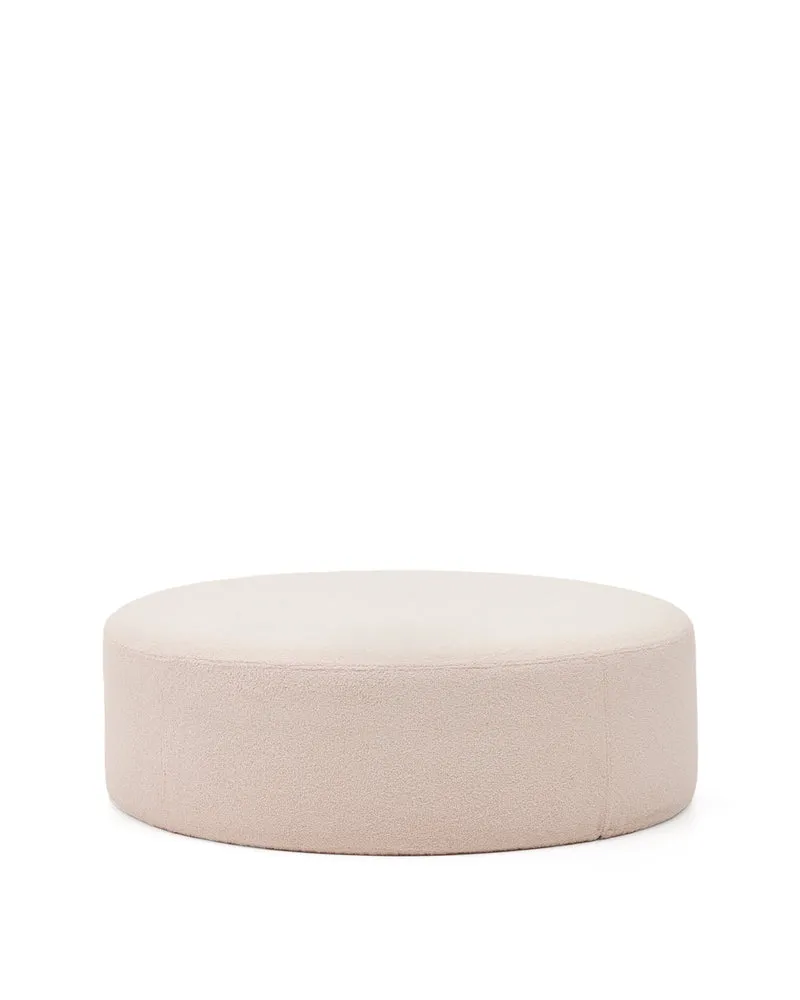 Kaeli footrest with removable cover in pink bouclé Ø 120 cm