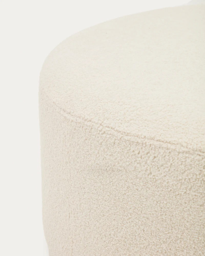 Kaeli footrest with removable cover in ecru bouclé Ø 120 cm