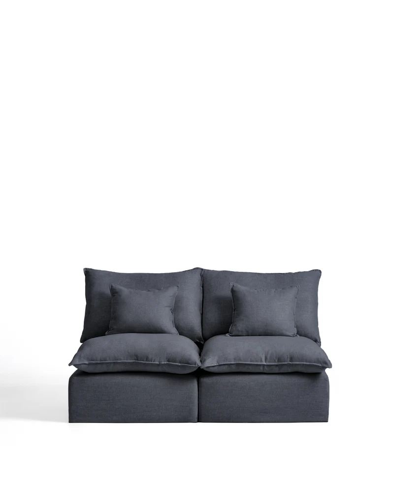Anarela dark grey linen and viscose 2-seater modular sofa with removable cover 180cm FSC Mix Credit