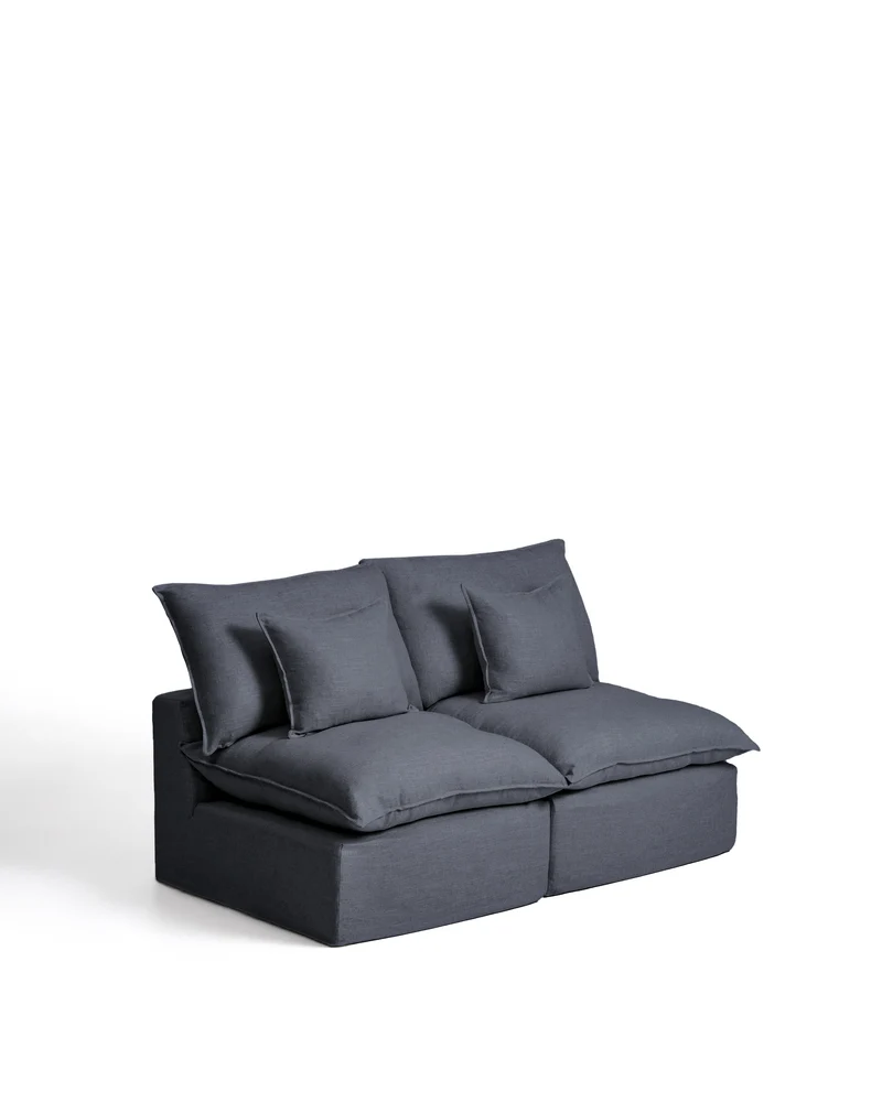 Anarela dark grey linen and viscose 2-seater modular sofa with removable cover 180cm FSC Mix Credit
