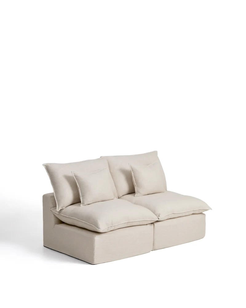 Anarela beige linen and viscose 2-seater modular sofa with removable cover 180cm FSC Mix Credit