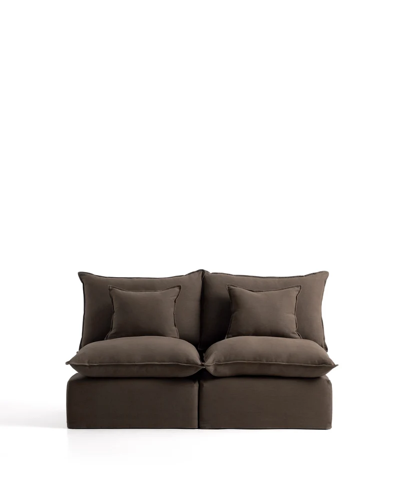 Anarela taupe linen 2-seater modular sofa with removable cover 180cm FSC Mix Credit