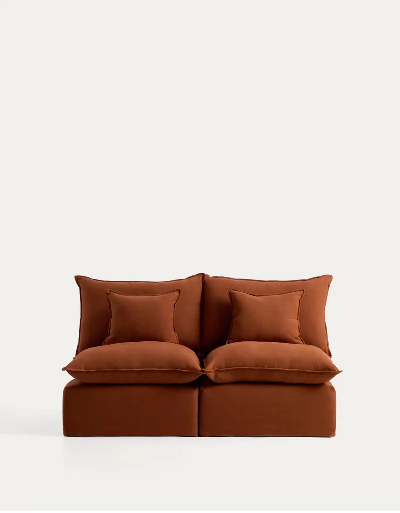 Anarela terracotta linen 2-seater modular sofa with removable cover 180cm FSC Mix Credit