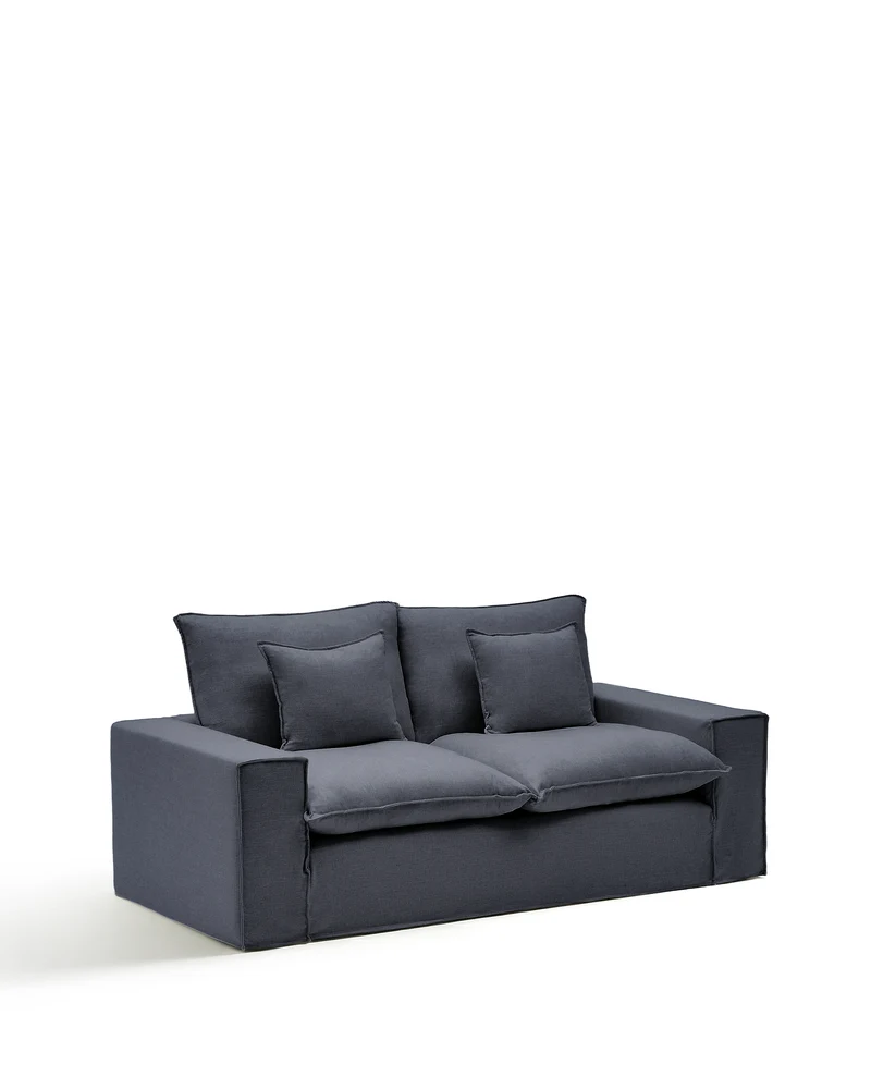 Anarela dark grey linen and viscose 2-seater sofa with removable cover 220 cm FSC Mix Credit