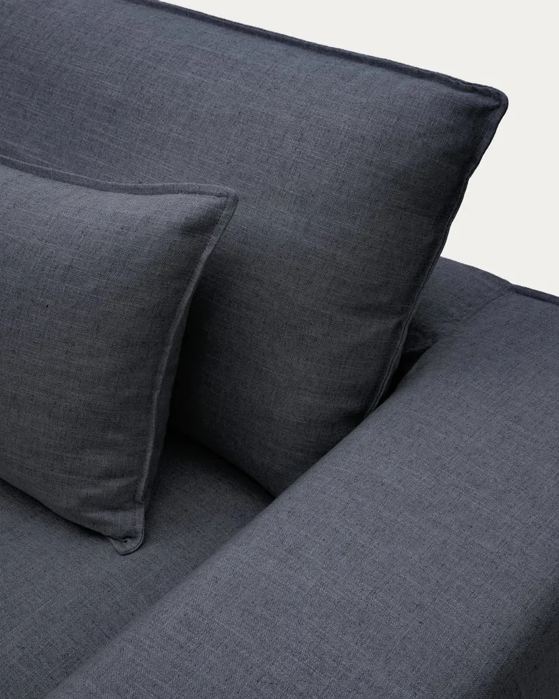 Anarela dark grey linen and viscose 2-seater sofa with removable cover 220 cm FSC Mix Credit