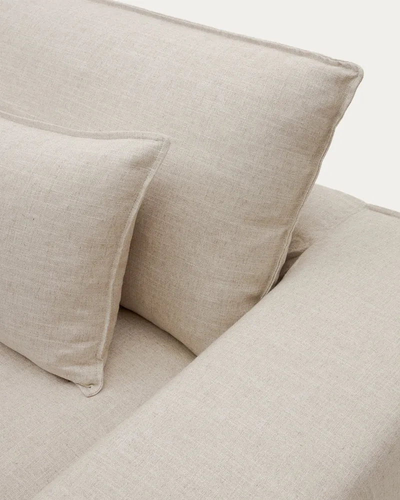 Anarela beige linen and viscose 2-seater sofa with removable cover 220 cm FSC Mix Credit