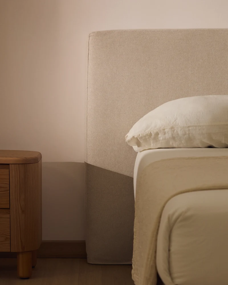 Blok ecru headboard with removable cover for bed up to 180cm