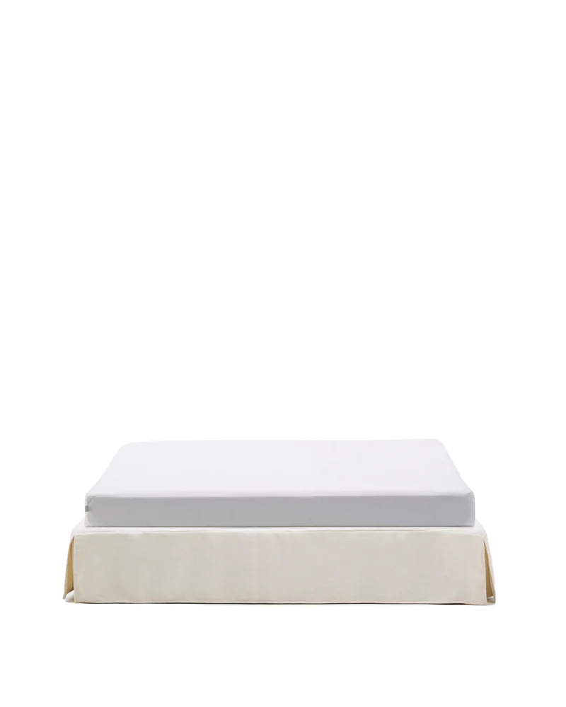 Jaira Bed Base with removable cover - White Chenille