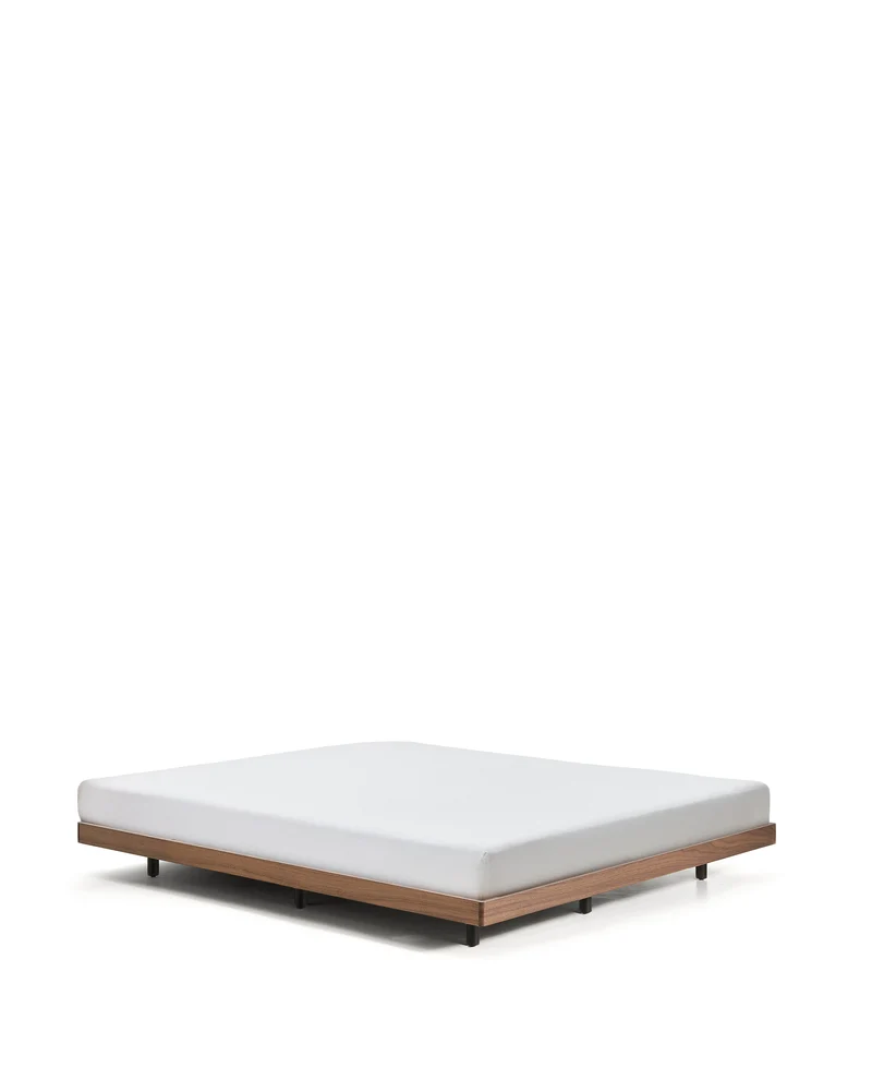 Norlen bed base in walnut veneer with dark finish for 160 x 200cm mattress FSC Mix Credit