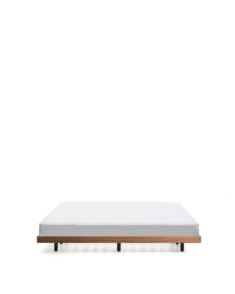Norlen bed base in walnut veneer with dark finish for 160 x 200cm mattress FSC Mix Credit
