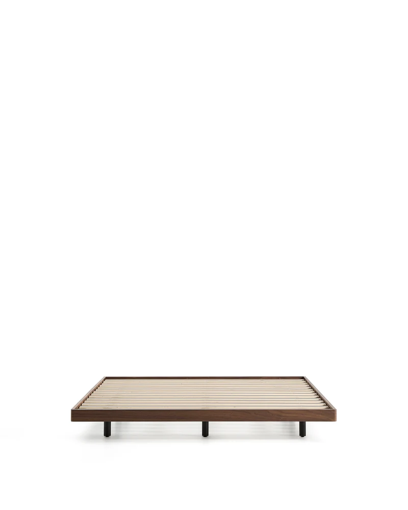 Norlen bed base in walnut veneer with dark finish for 160 x 200cm mattress FSC Mix Credit