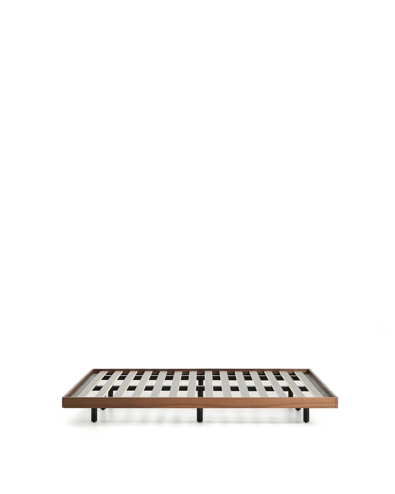 Norlen bed base in walnut veneer with dark finish for 160 x 200cm mattress FSC Mix Credit