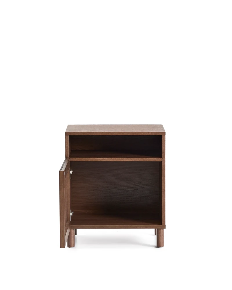 Beyla bedside table in ash veneer and solid ash wood with walnut finish 53 x 62.5cm FSC 100%