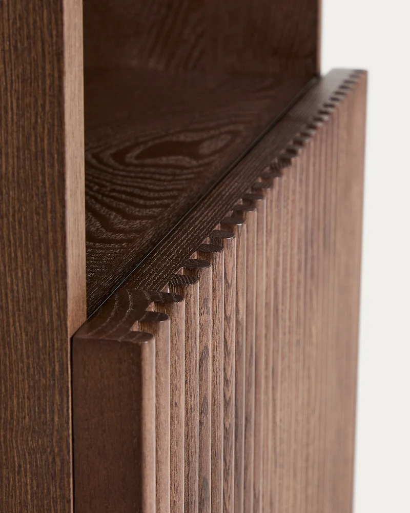 Beyla bedside table in ash veneer and solid ash wood with walnut finish 53 x 62.5cm FSC 100%
