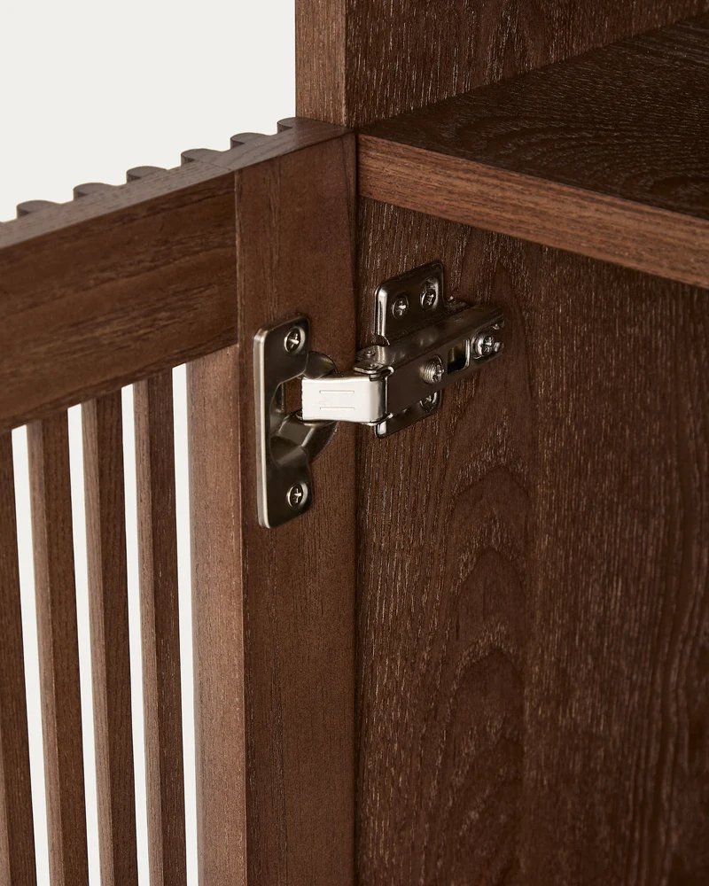 Beyla bedside table in ash veneer and solid ash wood with walnut finish 53 x 62.5cm FSC 100%