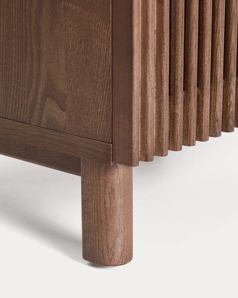 Beyla bedside table in ash veneer and solid ash wood with walnut finish 53 x 62.5cm FSC 100%