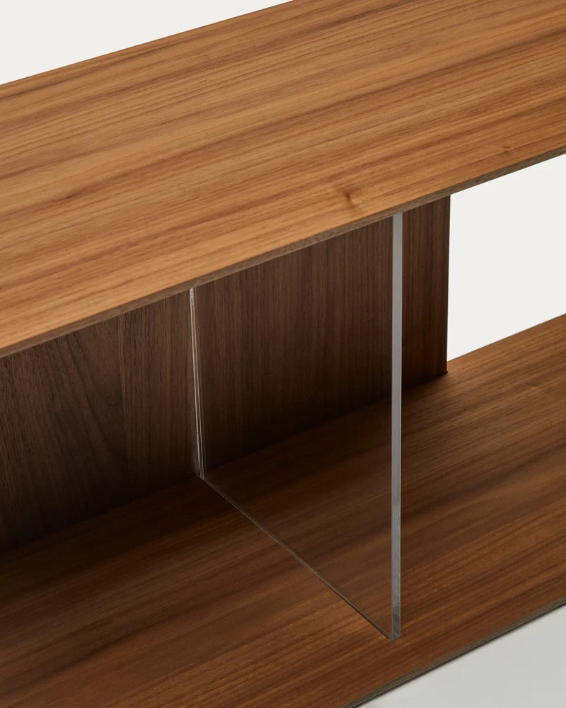 Litto set of 6 modular shelving units in walnut wood veneer, 101 x 152 cm