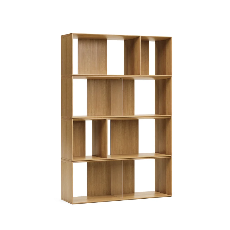 Litto set of 6 modular shelving units in oak wood veneer, 101 x 152 cm