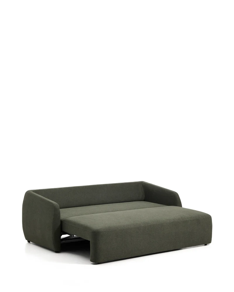 Laira 3-seater sofa bed in dark green chenille 218cm FSC Mix Credit