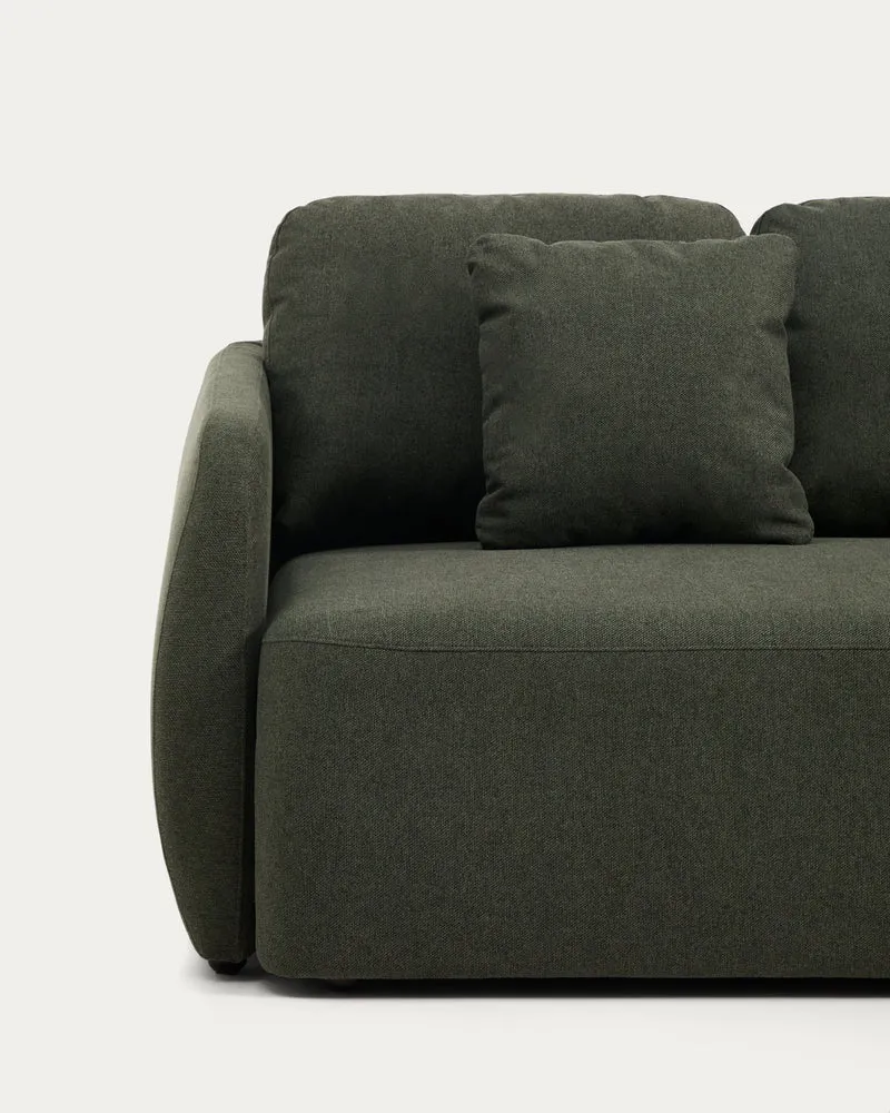 Laira 3-seater sofa bed in dark green chenille 218cm FSC Mix Credit