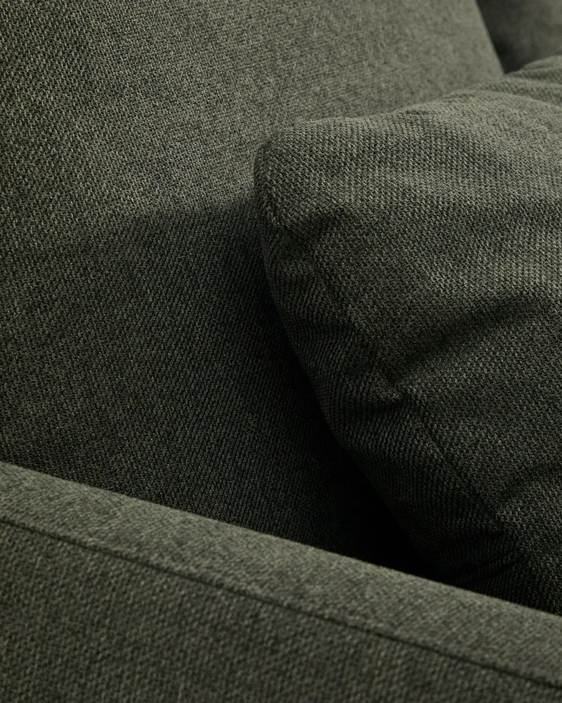 Laira 3-seater sofa bed in dark green chenille 218cm FSC Mix Credit