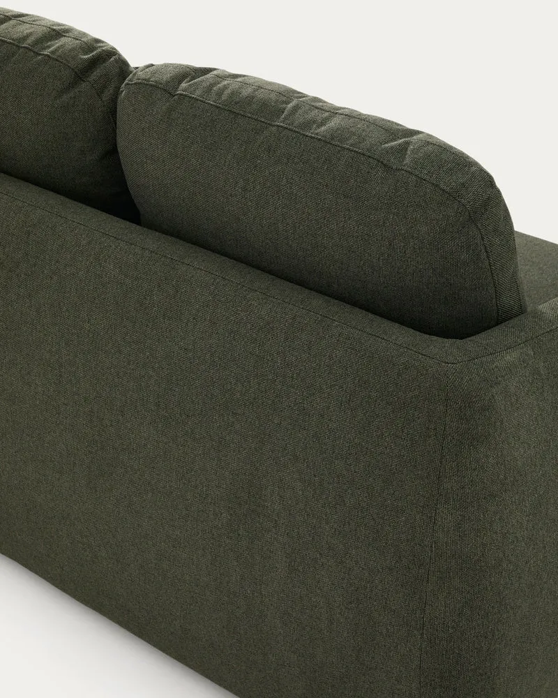 Laira 3-seater sofa bed in dark green chenille 218cm FSC Mix Credit