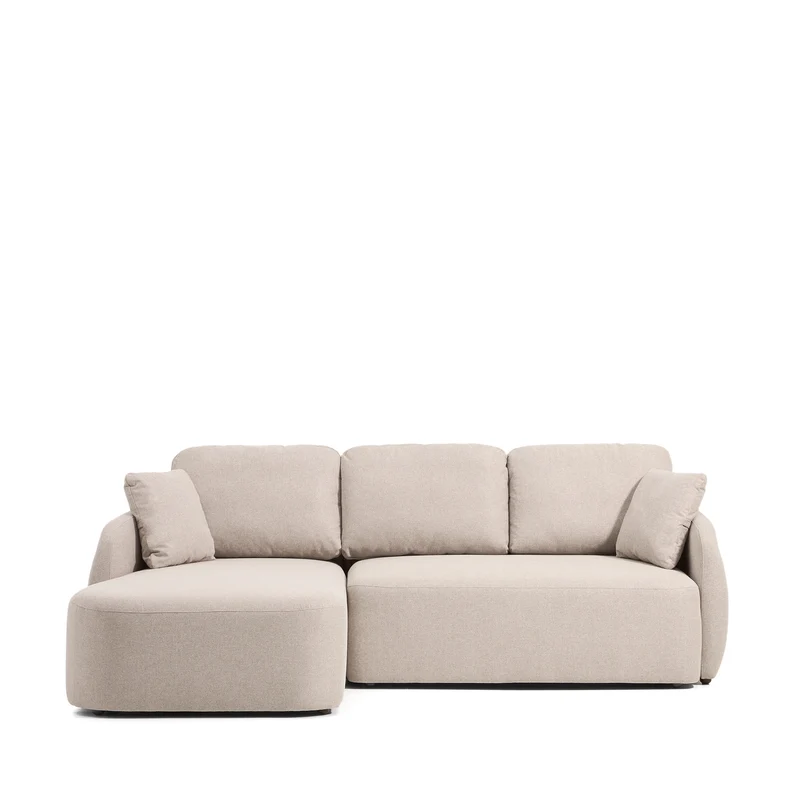 Laira 3-seater sofa bed with left chaise longue in beige chenille 246cm FSC Mix Credit