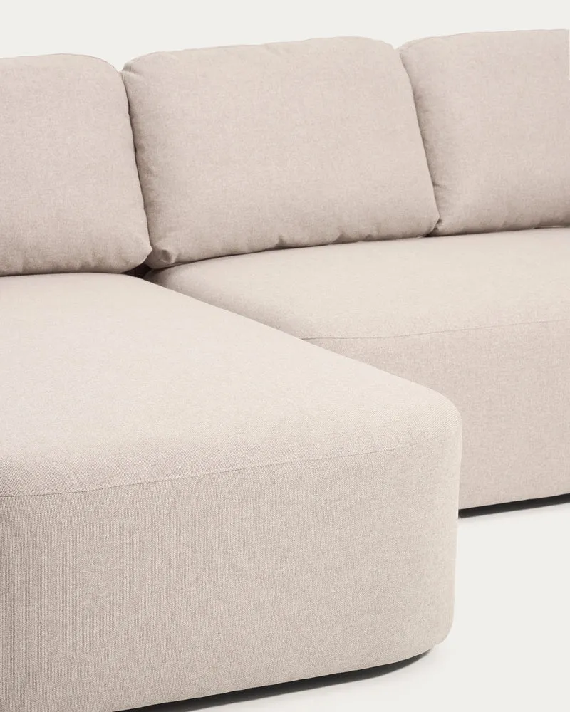 Laira 3-seater sofa bed with left chaise longue in beige chenille 246cm FSC Mix Credit